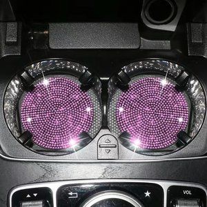 Pink Cup Holder for Vehicle, Glossy Precious Stone Vehicle Inside Embellishments